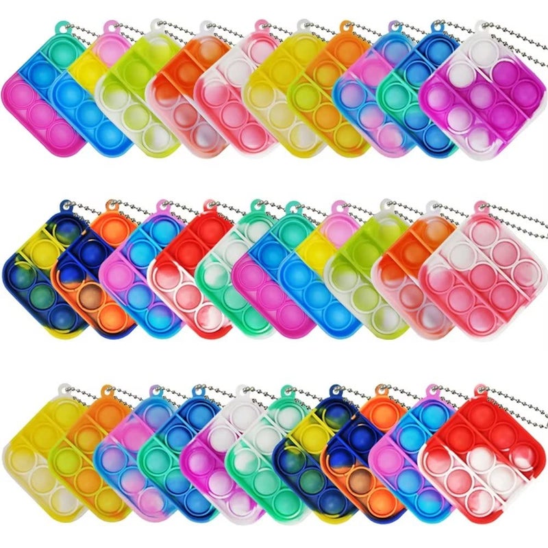 Clanam 60 Pcs Mini Pop Bubble Fidget Sensory Toys  Pop Keychain Bulk Toy for Party Favor  Classroom Student Prizes Easter Basket Goodie Bag Stuffers Christmas Valentine Gift for Kid - Image 5